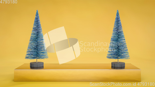Image of Christmas display background with toy fir tree