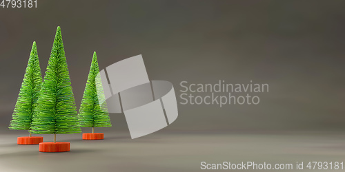 Image of Christmas display background with a toy fir tree