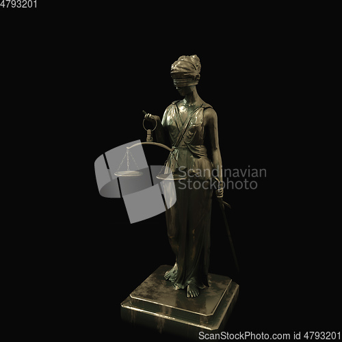 Image of beautiful brass Lady Justice figure