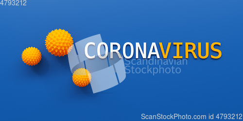 Image of corona virus covid 19 symbol on blue background