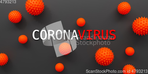 Image of corona virus covid 19 symbol on dark background