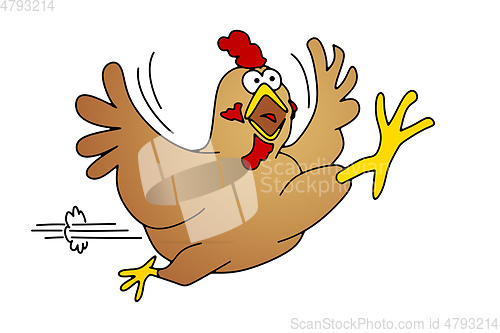 Image of running chicken comic art graphic isolated on white background