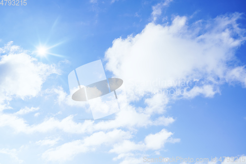 Image of blue sky white clouds sunshine background