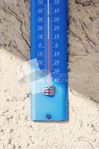 Image of typical thermometer outside on a house wall