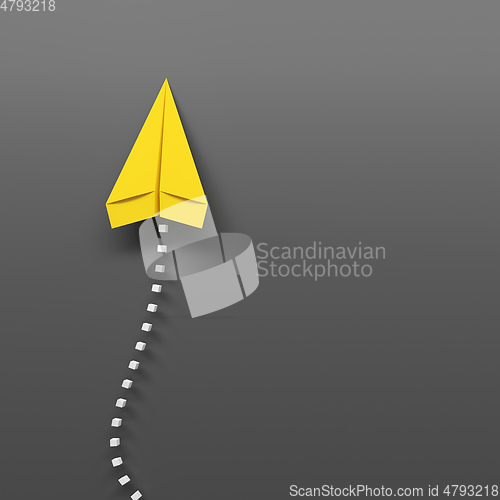 Image of yellow paper plane on a gray background