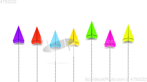 Image of paper planes competition colors