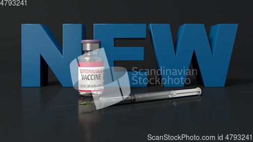 Image of New version of Corona virus vaccine with syringe