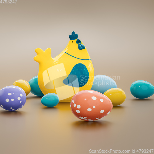 Image of chicken with eggs easter decoration