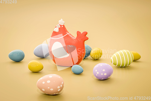 Image of chicken with eggs easter decoration
