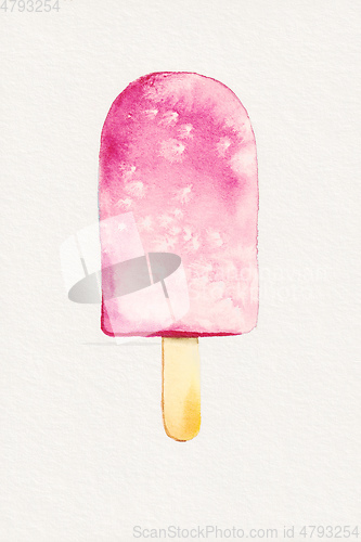 Image of watercolor raspberry popsicle