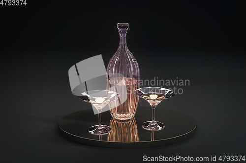 Image of old glass carafe with glasses