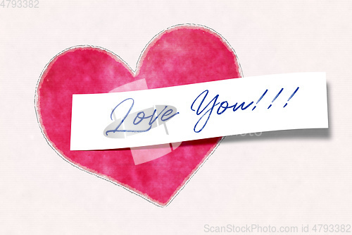 Image of red heart and the message love you