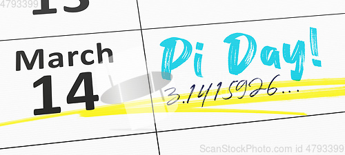 Image of Calendar March the 14th happy Pi Day