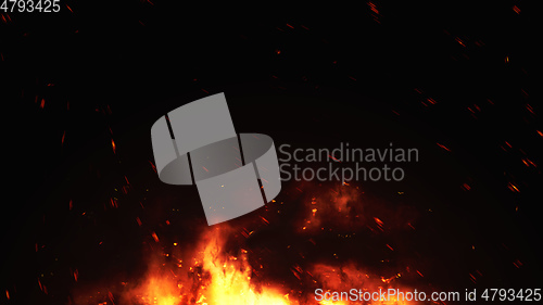 Image of wide fire with sparks background