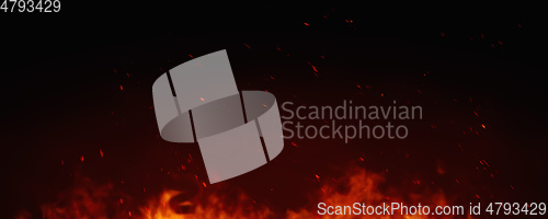Image of wide fire with sparks background