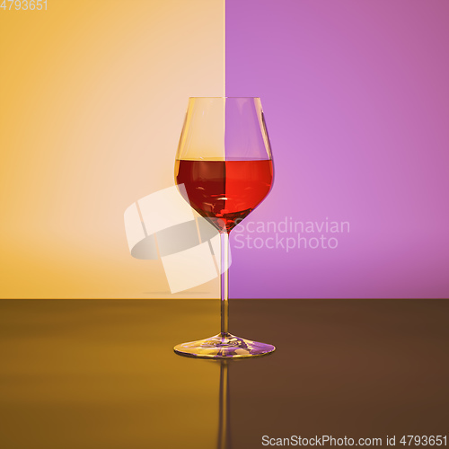 Image of Red wine wineglass refraction