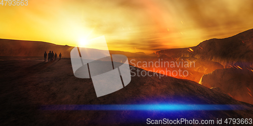 Image of explorer team at a volcano