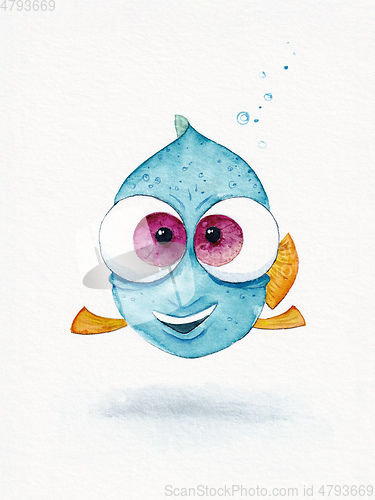 Image of blue fish with big eyes