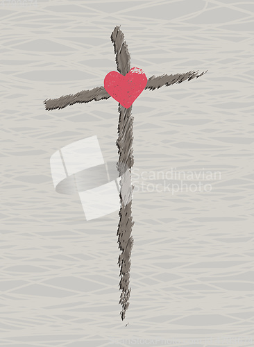 Image of cross with a heart easter symbol