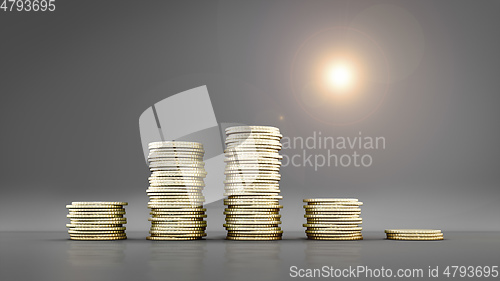 Image of coin stacking financial concept