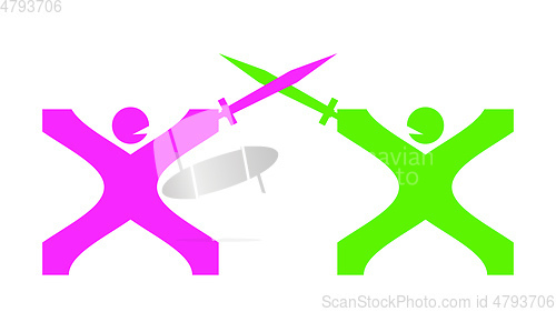 Image of two abstract sword fighting men