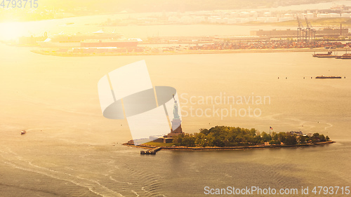 Image of moody view to liberty island