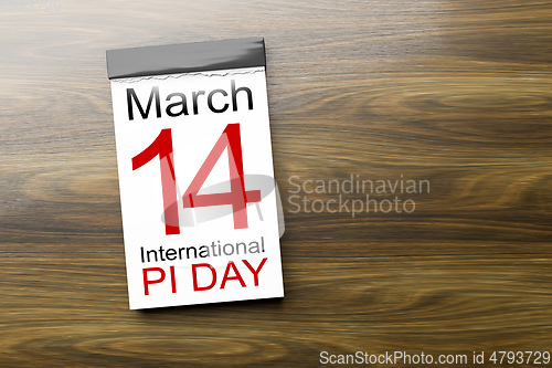 Image of Calendar shows the 14th of March international Pi Day