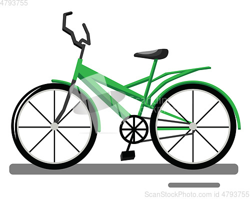 Image of Cartoon green bike vector illustration on white background.