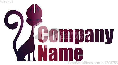 Image of Purple cat with long neck logo vector illustration on a white ba