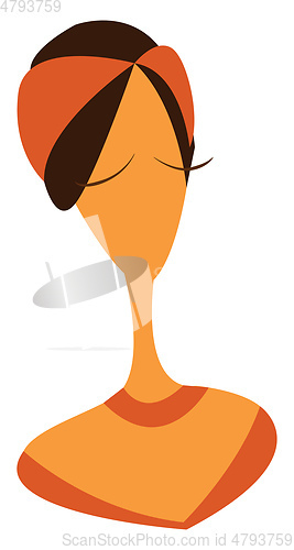 Image of woman with long neck vector or color illustration
