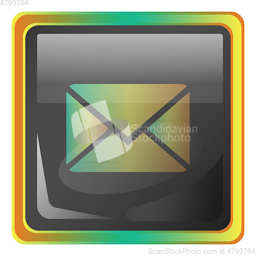 Image of Message grey square vector icon illustration with yellow and gre