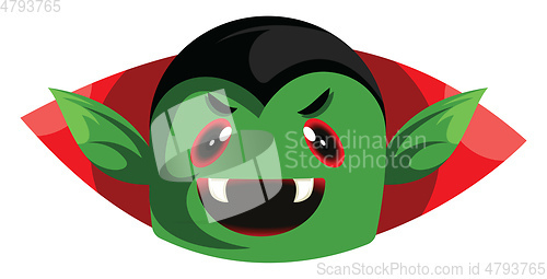 Image of Dracula character green smilling head vector illsutration on whi