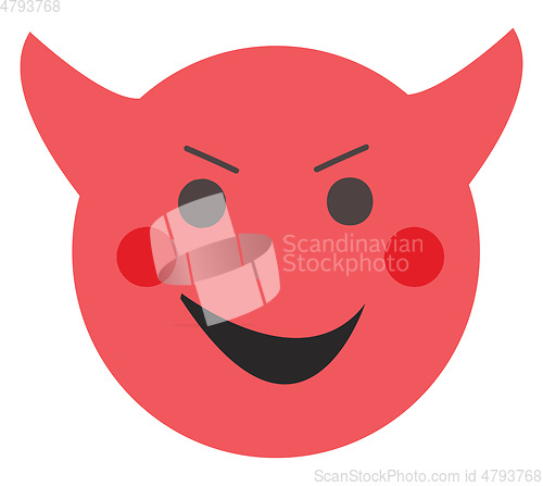 Image of Simple red devil emoji vector illustration on white background