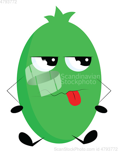 Image of Angry green monster showing disapproval illustration color vecto