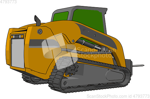 Image of Green and yellow bale transportation vehicle vector illustration