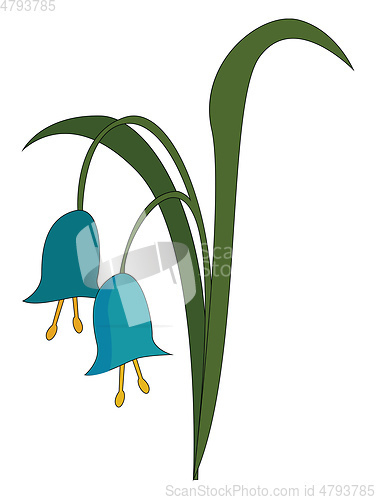 Image of Dark violet flower with green petiol and yellow pestle vector il