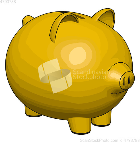 Image of Yellow piggy bank vector illustration on white background