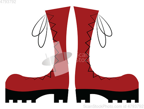 Image of High red boots  vector illustration on white background
