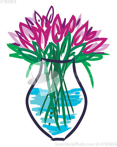 Image of Pink tulips vector or color illustration