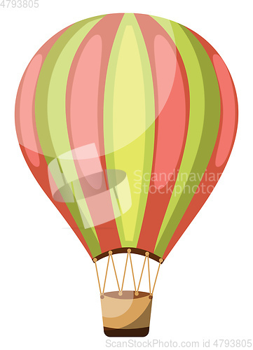 Image of Green and pink vintage hot air balloon vector illustration on wh