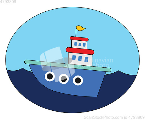 Image of A beautiful blue cartoon ship over blue background vector or col