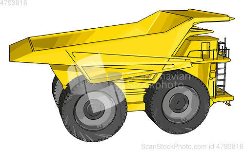 Image of Vector illustration of an yellow dumper truck white background