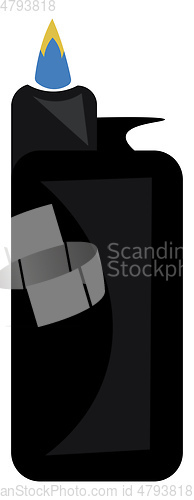 Image of A black zippo or cigarette lighter with flame vector color drawi