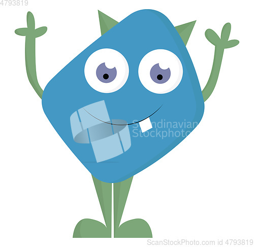 Image of Blue and green alien monster vector or color illustration