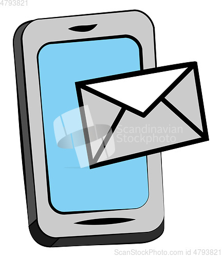 Image of Cellphone with email notification vector or color illustration