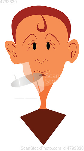 Image of Face of a confused little boy wearing a red t-shirt vector color