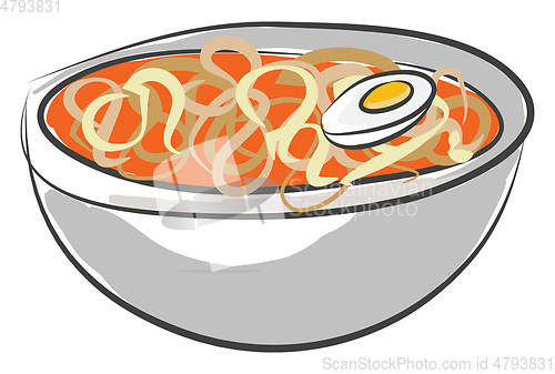 Image of Yummy pasta soup filled in a bowl vector or color illustration