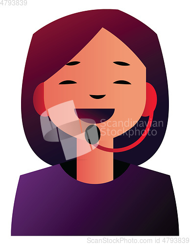 Image of Customer support girl talking on a headphones vector illustratio