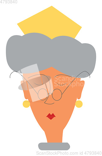 Image of Clipart of a queen wearing a round eye glass and a golden crown 
