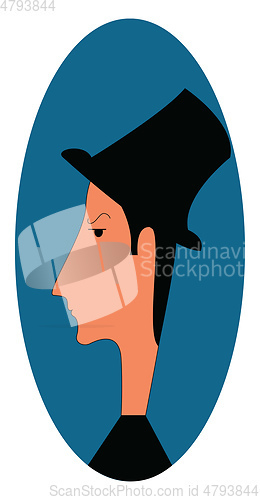 Image of Portrait of man with top hat illustration print vector on white 